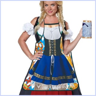 ผ้ากันเปื้อนเยอรมัน สําหรับ Oktoberfest German Dirndl Oktoberfest Dress Novelty ผ้ากันเปื้อน Oktoberfest Party German Dirndl with cingth