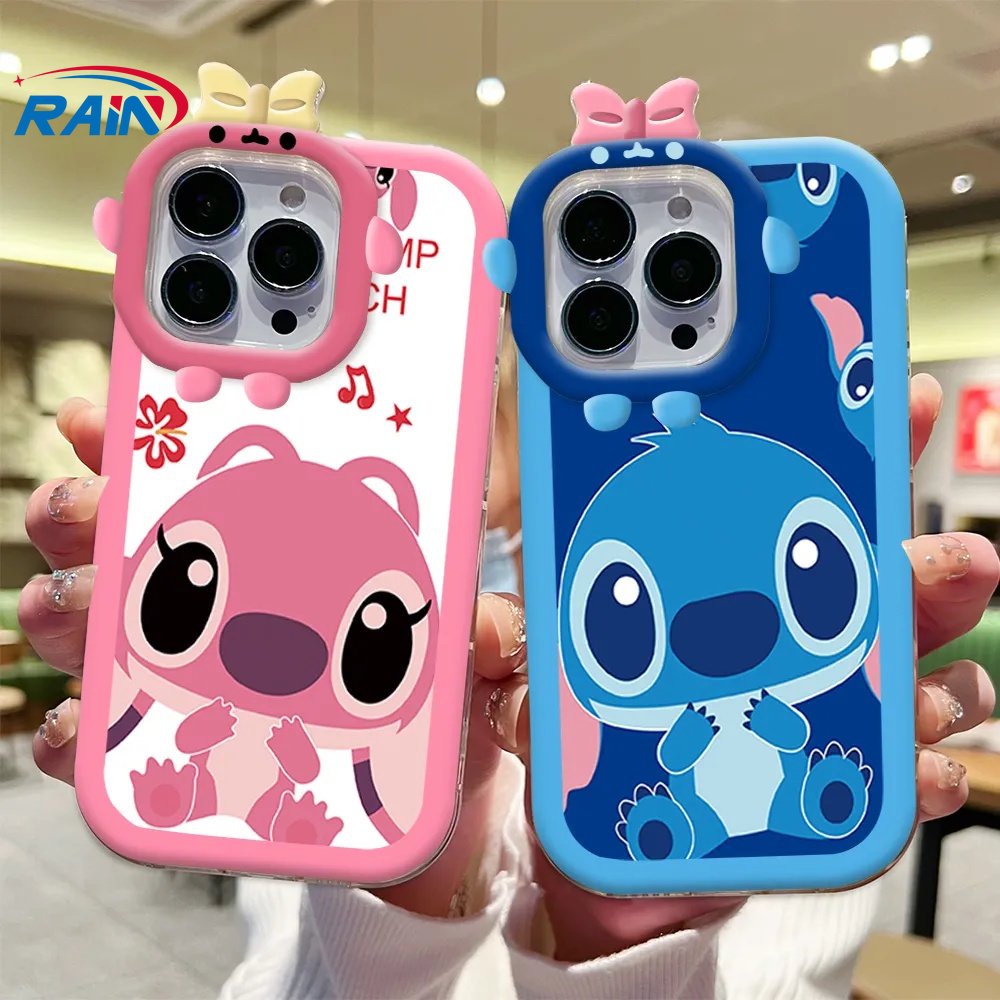 เคสโทรศัพท์มือถือ ซิลิโคนนิ่ม ลายการ์ตูนสติตช์น่ารัก สองด้าน สําหรับ IPhone 14 Pro Max 13 Pro Max 11