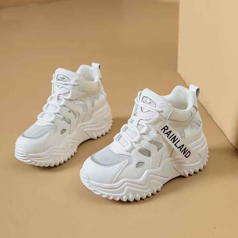 พร้อมส่ง🚚🍈รองเท้าส้นตึก รองเท้าผ้าใบผู้หญิง สูง6cm size 35-40💕รองเท้าแพลตฟอร์มแฟชั่นสตรี เบา นุ่ม ใส่สบาย