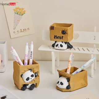 Creative Panda ที่วางปากกาโต๊ะออแกไนเซอร์กล่องเก็บของเครื่องเขียนที่ใส่แปรงแต่งหน้าน่ารักนักเรียนสำนักงานเดสก์ท็อปตกแต่งของขวัญ homelove