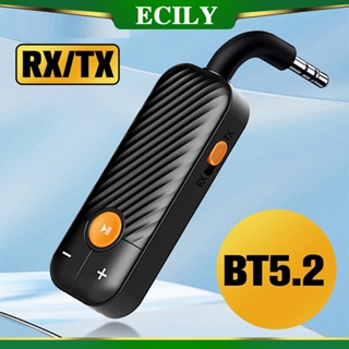 Ecily อะแดปเตอร์ดองเกิลรับส่งสัญญาณเสียงสเตอริโอ บลูทูธ 5.2 AUX ไร้สาย 3.5 มม. สําหรับ PC TV หูฟัง ลําโพง