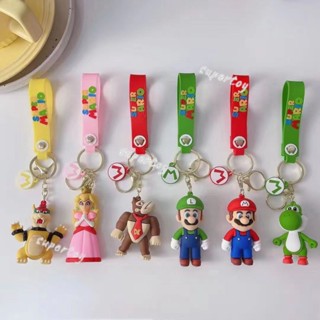 Super Mario พวงกุญแจซิลิโคน PVC แบบนิ่ม ลายการ์ตูนเจ้าหญิง Luigi Cuba Gin Yoshy 3D คุณภาพสูง สําหรับห้อยกระเป๋า