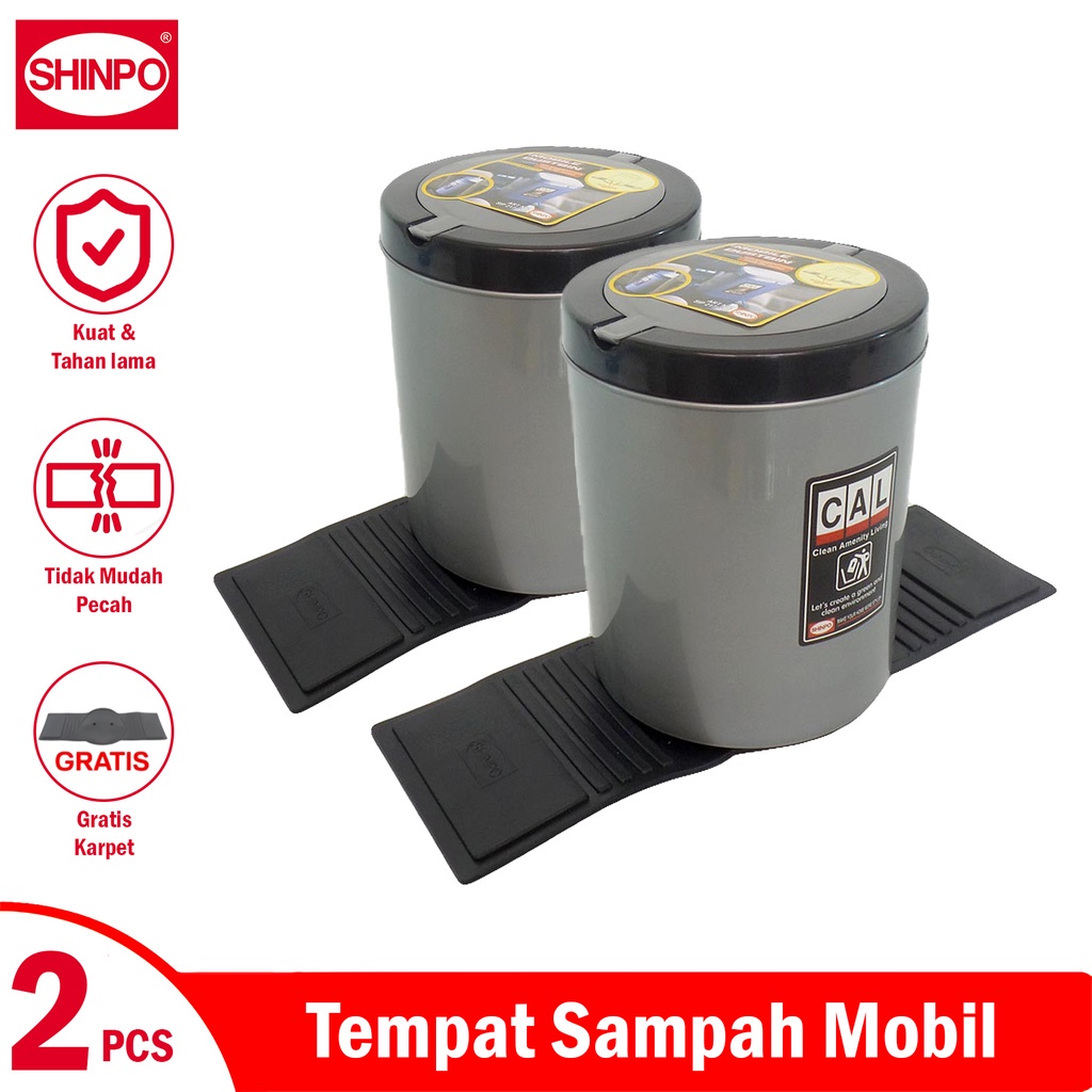 Shinpo Combo 2 ถังขยะรถยนต์ Bonus ฐานพรม 2.7 ลิตรแบบพกพา Basic Car Dustbin Sip-218M