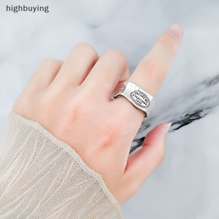 [highbuying] แหวนแกะสลักตัวอักษร ลายทาง สีเขียว ปรับได้ แฟชั่นสําหรับผู้หญิง เครื่องประดับ ของขวัญ ปาร์ตี้ สินค้าใหม่