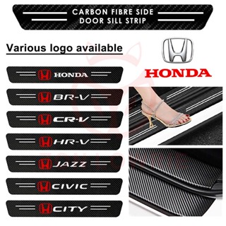 สติกเกอร์คาร์บอนไฟเบอร์ ป้องกันรอยขีดข่วน สําหรับ HONDA Door Sill Side Step CITY CRV HRV JAZZ Civic 2021 [4 ชิ้น]