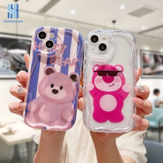 เคสโทรศัพท์มือถือ ขอบโค้ง ลายหมีสตรอเบอร์รี่ 3D แวววาว สําหรับ Samsung A22 A52 A13 A14 A32 A12 A03 A04 A04S A03S A23 A50 A02S A51 A24 A20 A50S A30S A52S A30 M12 M22 M32 A125 A13 Lie A14 LTE A037F F12 M04 M10S M02S A025 A205 A305 F02S