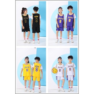 เสื้อกีฬาบาสเก็ตบอลแขนสั้น ลายทีม Los Angeles Lakers No.8 Bryant แฟชั่นฤดูร้อน สําหรับเด็กผู้ชาย และเด็กผู้หญิง