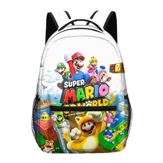 กระเป๋าเป้สะพายหลัง กระเป๋านักเรียน โพลีเอสเตอร์ พิมพ์ลายการ์ตูน Super Mario Odyssey ความจุสูง เหมาะกับใส่แล็ปท็อป สําหรับเด็กนักเรียนผู้ชาย และผู้หญิง