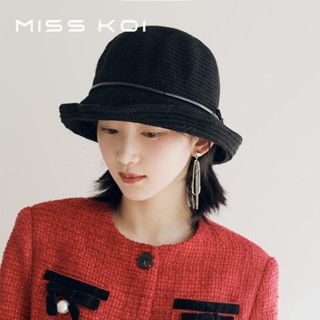 Misskoi [พร้อมส่ง] หมวกบักเก็ต ผ้าวูล ประดับโบว์ สีพื้น เข้ากับทุกการแต่งกาย สไตล์เกาหลี ญี่ปุ่น สําหรับผู้หญิง