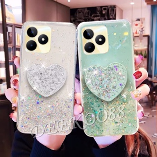 เคสโทรศัพท์มือถือ ลายหัวใจน่ารัก พร้อมขาตั้ง สําหรับ Realme C53 C55 NFC 10T 10 Pro+ Pro 5G 4G Plus 2023 Realme C53