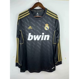 2011-12 Real Madrid Away เสื้อเชิ้ตแขนยาว สีดํา สไตล์วินเทจ แห้งเร็ว AAA