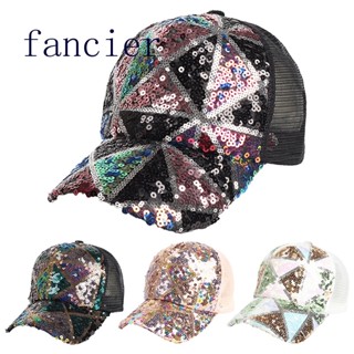 Fancier หมวกเบสบอล กันแดด ระบายอากาศ ปักเลื่อม แฟชั่น