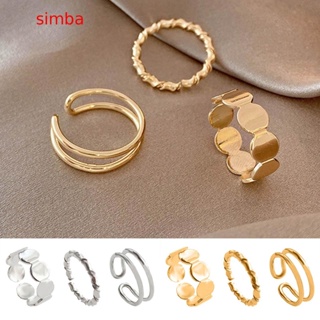 【Simba】ชุดแหวนแฟชั่น สีทอง และสีเงิน วางซ้อนกันได้ สําหรับผู้หญิง และเด็กผู้หญิง 3 ชิ้น