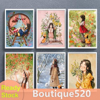 ภาพวาดปักเพชร ทรงกลม ลายผู้หญิง 5D DIY สําหรับตกแต่งบ้าน [boutique520.th]