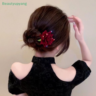 [Beautyupyang] กิ๊บติดผม รูปดอกกุหลาบ ประดับพลอยเทียม สไตล์โรแมนติก สําหรับผู้หญิง