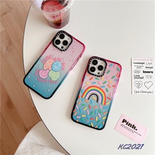 【Wavy Smile Rainbow】เคสโทรศัพท์มือถือ อะคริลิค กันกระแทก ลายหน้ายิ้ม สีรุ้ง สําหรับ iPhone 12 13 Pro 14 Pro Max