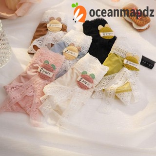 OCEANMAPDZ กางเกงชั้นใน แต่งลูกไม้ แต่งริบบิ้น ระบายอากาศได้ดี สีโปร่งใส สําหรับผู้หญิง