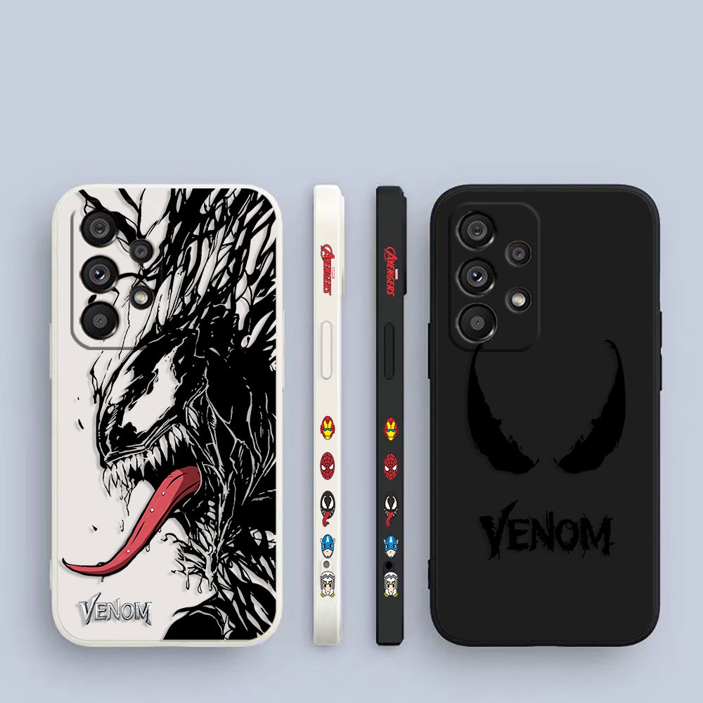 เคสโทรศัพท์มือถือ พิมพ์ลายสเก็ตช์ Venom Spiderman Marvel มีลายด้านข้าง สําหรับ Samsung Galaxy A90 A8