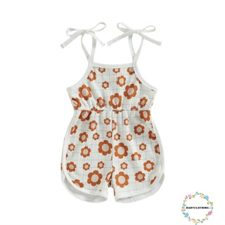 Babyclothes- ชุดจั๊มสูทรอมเปอร์ แขนกุด เปิดไหล่ พิมพ์ลายดอกไม้ ลายสก๊อต แฟชั่นฤดูร้อน สําหรับเด็กผู้หญิง