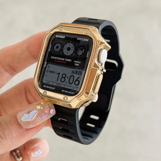 เคสซิลิโคน TPU พร้อมสายคล้องข้อมือ แบบเปลี่ยน สําหรับ Apple watch series 8 7 6 ultra 49 มม. 45 มม. 44 มม. i watch 5 4 3 se 42 มม. 40 มม. 41 มม. 38 มม.