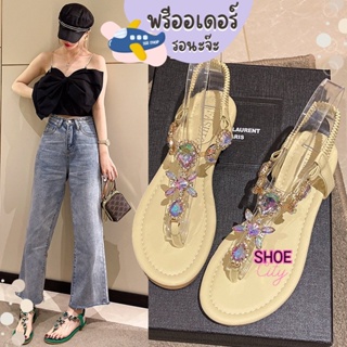 DM03 รองเท้าแตะ 36-42  รัดส้น แต่งคริสตอล รองเท้าผู้หญิง ขายดี ลด 50% pre order 0305