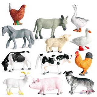 Animal Action Figures Model Toy Set สัตว์ในฟาร์มที่สมจริงสัตว์ป่าเพื่อการศึกษาเรียนรู้ของเล่นทางปัญญา [N/18]