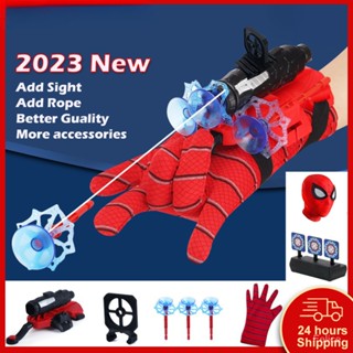 【พร้อมเชือก】Super Hero Spiderman Shooter Launcher Glove Mask ของเล่นเด็กเครื่องส่งสัญญาณข้อมือถุงมือคอสเพลย์อุปกรณ์ประกอบฉากสําหรับเด็กผู้ชาย SA6477