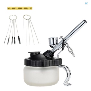 HGT KKmoon Airbrush Cleaning Pot Glass Air Brush Holder Clean Paint Jar Bottle Spray  Wash Clean Tools Needle Nozzle Brush Set