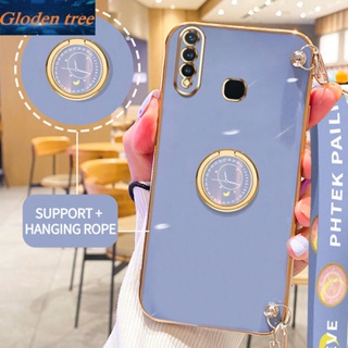 เคสโทรศัพท์มือถือ ลายต้นไม้ Gloden พร้อมขาตั้ง และสายคล้อง สําหรับ Vivo Z1 Pro Z5X 2020 Y19 U3 1915 1951 1918