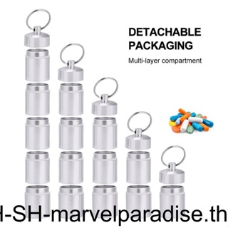 กล่องเก็บยา 5 ช่อง ขนาดเล็ก แบบพกพา พร้อมพวงกุญแจ สําหรับตั้งแคมป์ เดินป่า ท่องเที่ยว