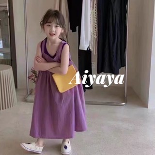 Aiyaya ชุดเซ็ทเด็ก ชุดเอี้ยมเด็กผู้หญิง เสื้อกั๊ก+กระโปรงเอี๊ยม ชุดเซต 2 ชิ้น （642）