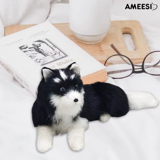 Ameesi โมเดลสุนัขฮัสกี้จําลอง ขนเฟอร์เทียม พลาสติก ของขวัญวันเกิด สําหรับตกแต่งบ้าน