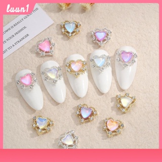 ของตกแต่งเล็บ เพ้นท์เล็บสามมิติ Aurora Love Gold And Silver Peach Heart Big Cute Sweet Nail Diy Decorations cod