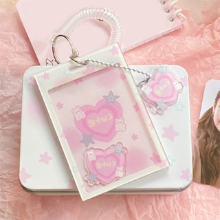 ซองใส่บัตรอะคริลิค ลายการ์ตูนหมี สีชมพู น่ารัก