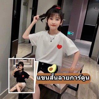 เสื้อยืดแขนสั้น ผ้าฝ้ายแท้ ทรงหลวม สไตล์เกาหลี ตะวันตก แฟชั่นฤดูร้อน สําหรับเด็กผู้หญิง 2023