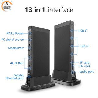 【IS】DK800 13-in-1 ฮับ USB C 100W RJ45 Gigabit Ethernet DP 4K 30Hz หลายช่อง