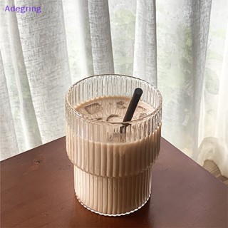 [Adegring] แก้วมัก แก้วกาแฟ แบบใส ทนความร้อน ลายทางแนวตั้ง