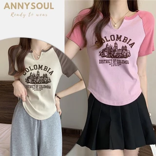 พร้อมส่ง เสื้อครอปเเขนสั้นคอกลม
