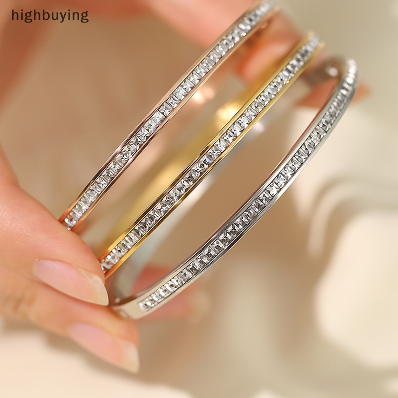 [highbuying] แฟชั่น เรียบง่าย ไทเทเนียม เหล็ก ยิปโซ กําไลข้อมือ ไม่จางหาย แสง อารมณ์ เต็มรูปแบบ เพชร สร้อยข้อมือ สําหรับผู้หญิง เครื่องประดับ ใหม่ พร้อมส่ง