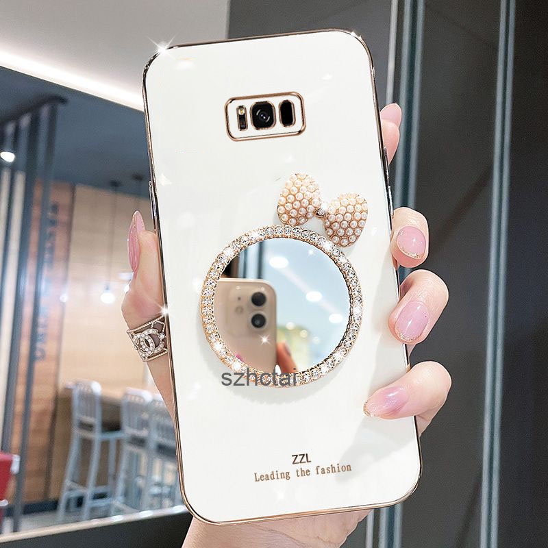 เคส samsung s8 plus samsung s8 หรูหรา มุก โบว์ กระจกแต่งหน้า ชุบ ซิลิโคน เคสโทรศัพท์ นิ่ม samsung s8 plus samsung s8