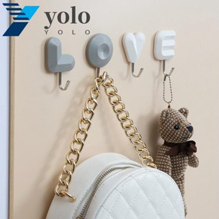 YOLO ตะขอแขวนกระเป๋า พลาสติก รูปหัวใจ แข็งแรง รับน้ําหนักได้มาก กันลื่น ทนต่อการตกหล่น เชื่อถือได้ ไม่ต้องเจาะรู