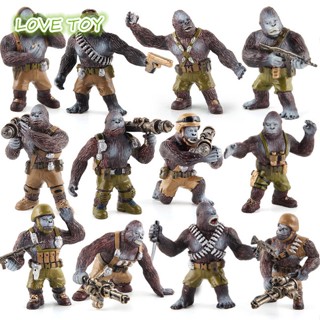 โมเดลฟิกเกอร์ Nkodok Realistic Mini Battle Orangutan King Kong Wild Forest Animals เหมาะกับของขวัญ ของเล่นสะสม สําหรับเด็ก