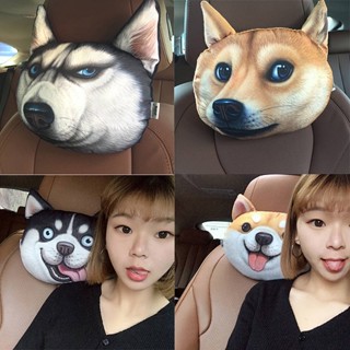 Automotive Headrest 3D Cartoon Cute Seat Neck Pillow Car Head Dog Head Husky Erha Car Pillow t0dM