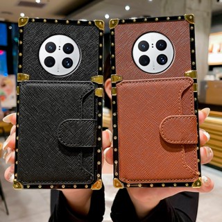 เคสโทรศัพท์หนัง ทรงสี่เหลี่ยม กันกระแทก พร้อมช่องใส่บัตร สําหรับ Huawei Mate 50 Pro Mate 40 Pro Mate 30 Pro