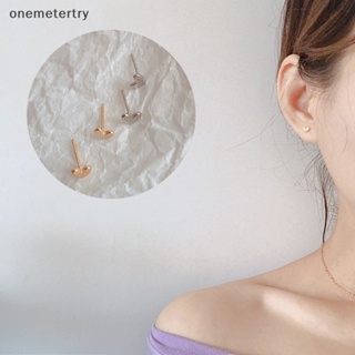 Onem ต่างหูสตั๊ด รูปหัวใจ ขนาดเล็ก สีทอง สีเงิน สไตล์เกาหลี เรียบง่าย 1 คู่