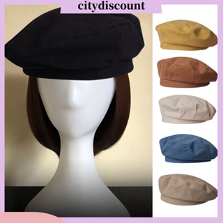 &lt;citydiscount&gt; หมวกเบเร่ต์ น้ําหนักเบา ระบายอากาศ สีพื้น แบบพกพา สไตล์วินเทจ สําหรับผู้หญิง นักเรียน