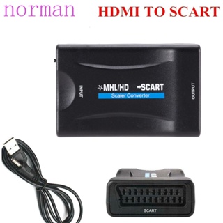 Norman อะแดปเตอร์แปลง HDMI เป็น SCART เอาท์พุท วิดีโอ เชื่อมต่อสายเคเบิล อินพุต HDMI เบาและยืดหยุ่น HD Visual ไม่มีไดรฟ์ สมาร์ทโฟน