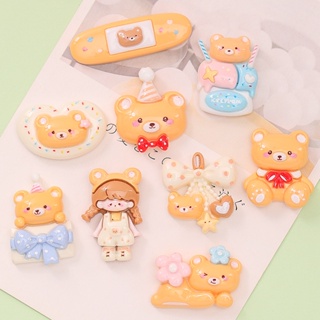 10 ชิ้น / แพ็ค น่ารัก หมีน้อย เด็กผู้หญิง ของขวัญ DIY ด้านหลังแบน สําหรับเคสโทรศัพท์ กิ๊บติดผม ถ้วยน้ํา สติกเกอร์เรซิน เครื่องประดับ อุปกรณ์เสริม