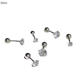 [Dhin] 1Pair 3/4/5mm Crystal Zircon Ear Studs Earrings For Women Stainless steel Cartilage Helix Ear Bone Nail  Ear Jewelry Gift COD