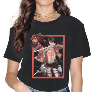 [S-5XL]เสื้อยืดแขนสั้น คอกลม พิมพ์ลายผ่าพิภพไททัน Shingeki no Kyojin สําหรับผู้หญิง